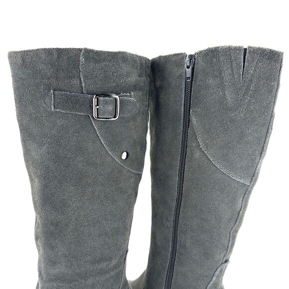 Kenneth Cole Reaction Women Gray Knee High Tall Riding Boot Sz 7.5 Suede Leather - Picture 10 of 14